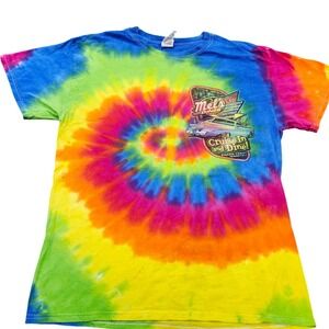 Colorful Graphic Cruise In and Dine 2021 Tie Dye T-Shirt Mens Medium Multi